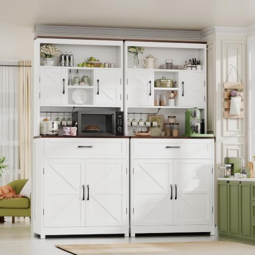 kepptory 69" Tall 63" Wide Extra Large Pantry Storage Cabinet, White
