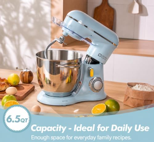 Kitchen in the box 6.5QT Stand Mixer,10-Speed Stainless Steel Bowl (Blue)