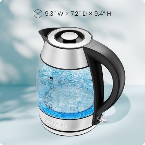 Chefman Electric Kettle 1500W, 1.8L Hot Water Boiler, Removable Lid for Easy Cleaning, LED Indicators, Auto Shutoff & Boil-Dry Protection, Borosilicate Glass Electric Tea Kettle – Stainless Steel - Image 7