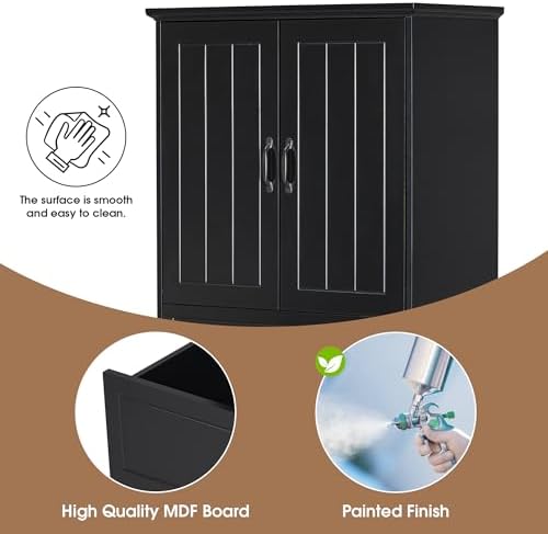 Merax 65.8" Pantry Cabinet with Two Doors & One Drawer & Two Laundry Hampers, Adjustable Shelves Storage Cupboard for Kitchen/Dining Room/Bathroom, Black
