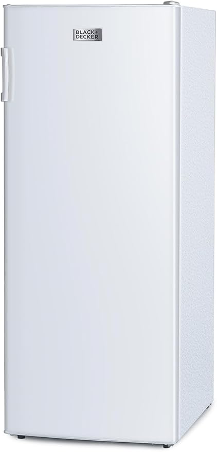 BLACK+DECKER 8.5 Cu. Ft. Upright Freezer, Stand Up Freezer with Mechanical Temperature Control, Freezer Upright with 3 Shelves and 4 Door Bins, Manual Defrost, R600a Refrigerant, BUF850LW, White