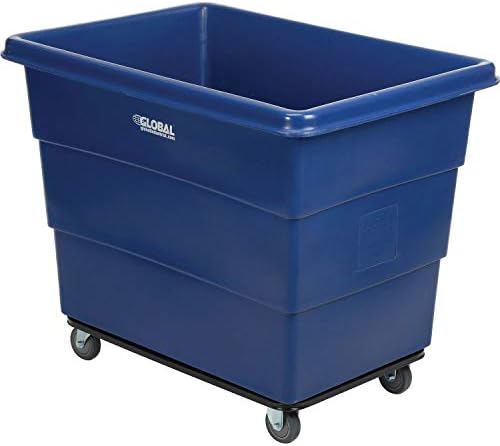 Global Industrial 16 Bushel Plastic Bulk Box Truck, Steel Chassis Base, 1000 lbs. Capacity, 4" Non-Maring Rubber Casters, Yellow, 42-3/5"L x 30" W x 35-3/5"H