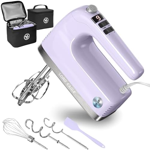 Lord Eagle 9-Speed Digital Hand Mixer Electric Handheld, 500W DC Motor