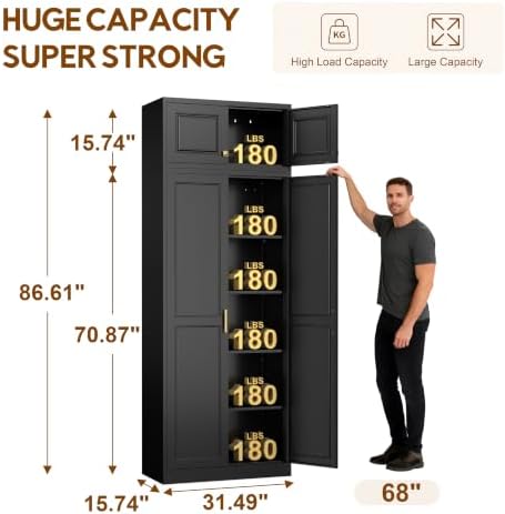 UNICOLY 86.6" Kitchen Pantry Cabinet, Pantry Storage Cabinet with Doors