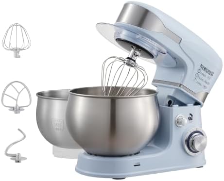 6-Speed 5.3QT+3.2QT Two-Bowl Stand Mixer, MISTY ICE BLUE