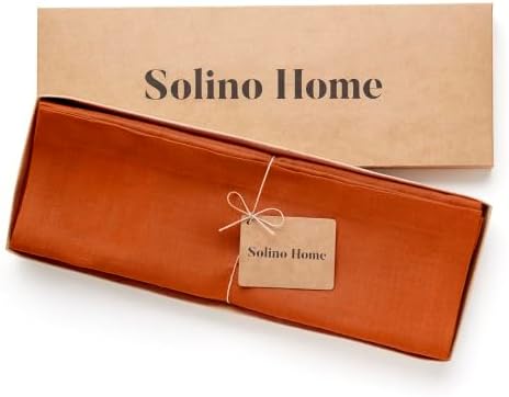 Solino Home 100% Linen Placemats Cinnamon Spice, Fete 14 x 19 in, Set of 4