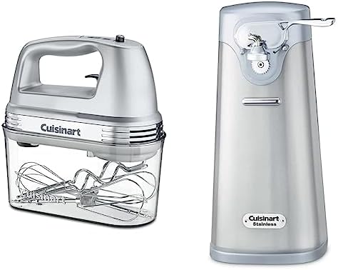 Cuisinart HM-90BCS Power Advantage Plus 9-Speed Handheld Mixer with Storage Case, Brushed Chrome & SCO-60 Deluxe Electric Can Opener, Quality-Engineered Motor System