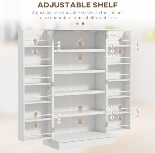 HOMCOM 41" Kitchen Pantry Storage Cabinet 12 Door Shelves White