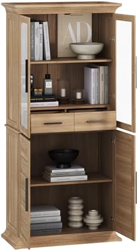 BELLEZE 72" Tall Kitchen Pantry Cabinet - Camel