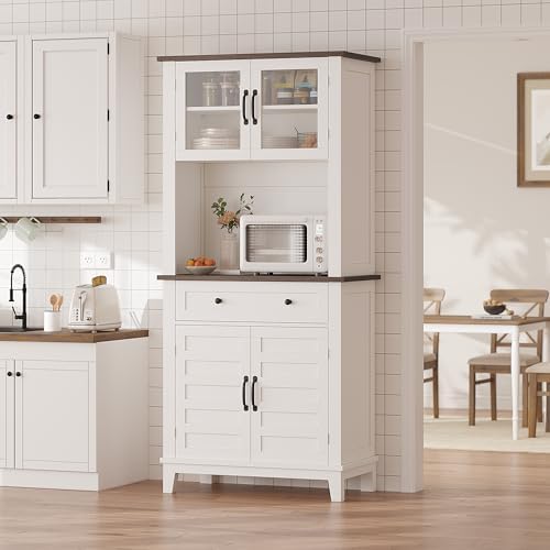 Garvee 72 in Tall Kitchen Pantry Cabinet, White