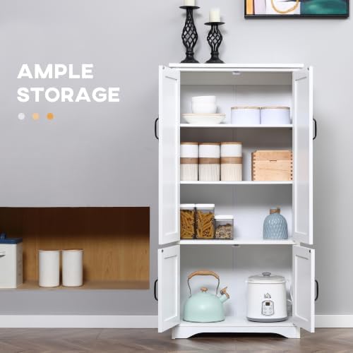 HOMCOM 48.5" Kitchen Pantry Cabinet, Kitchen Pantry Storage Cabinet, White