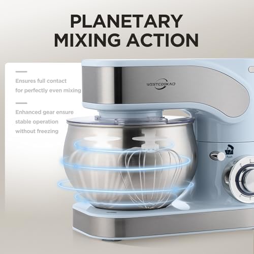 3-IN-1 Electric Stand Mixer 5.3QT 6-Speed with Pulse Function Blue