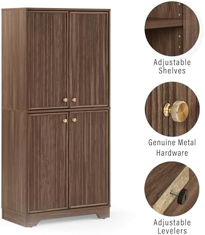 Crosley Furniture Naomi Reeded Pantry Storage Cabinet
