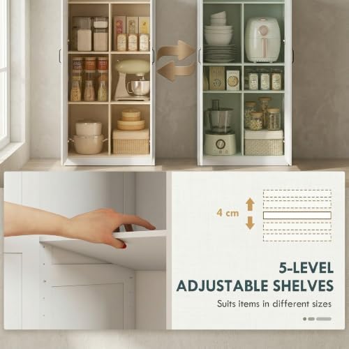 HOMCOM 71" Tall Kitchen Pantry Cabinet with 4 Adjustable Shelves White