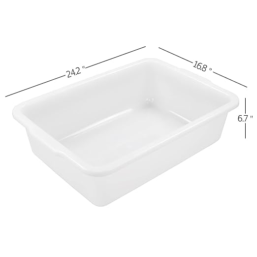 4 Packs 35 L Large Bus Tub, Plastic Commercial Utility Bus Boxes Set, White