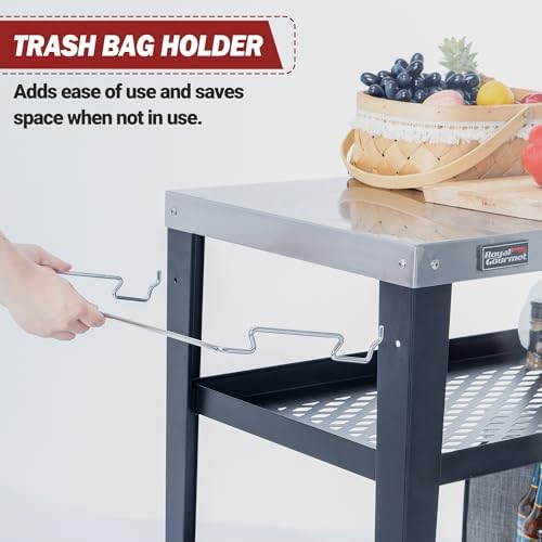Royal Gourmet PC3404S Outdoor Grill Table, 3-Shelf Grill Cart with Wheels
