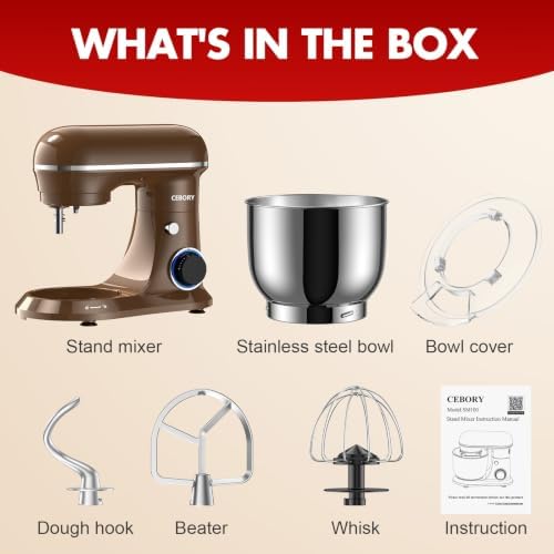 CEBORY Stand Mixer, 4QT 10+P-Speed Electric Kitchen Mixer with Bowl