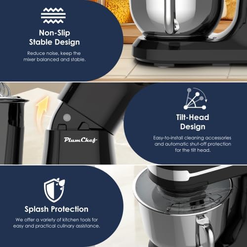5.5QT Electric Stand Mixer, 12-Speed Food Mixer for Baking, Black