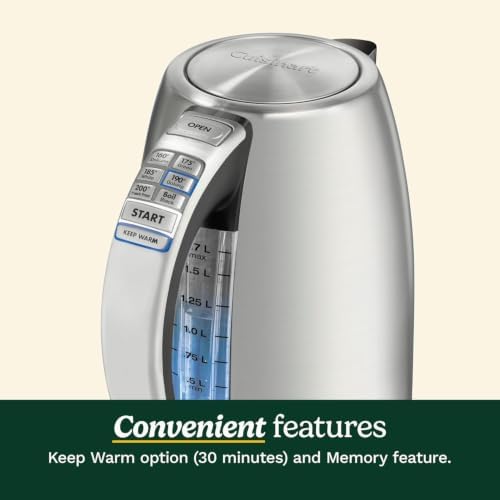 Cuisinart PerfecTemp 1.7-Liter Electric Kettle, Cordless Electric Tea Kettle, 1500W for Fast Heat-Up, 6 Preset Temperatures, 30-Minute Keep Warm, Stay Cool Nonslip Handle, Graphite Gray - Image 5