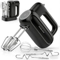 BAIGELONG Hand Electric Mixer, 5-Speed KitchenMixer with 5 * 304 Stainless Steel Attachments + Storage Base, 200W Portable Food Handheld Mixer for Baking, Whipping Cream, Cake Mixing, Gray/Black