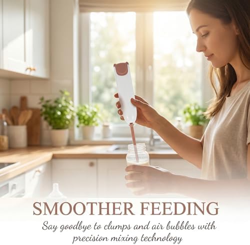 Toyvian Handheld Electric Baby Formula Mixer - 2 Stirring Sticks, Ideal for Bottle, Protein Powder, Coffee - Portable for Travel, Office & Home (White)