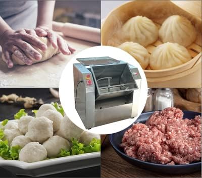TECHTONGDA Commercial Dough Mixer All Stainless Steel Pizza Dough Mixer 110V Dough Blender Kneading Machine with 25 KG Kneading Capacity and 90 Degree Tilt for Schools Bakeries Restaurants Pizzerias