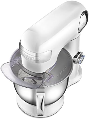 Cuisinart Stand Mixer, 12 Speed, 5.5 Quart Stainless Steel Bowl, Chef’s Whisk, Mixing Paddle, Dough Hook, Splash Guard w/ Pour Spout, White Linen, SM-50NAS, Manual