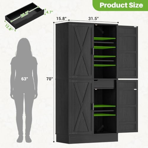 Unikito 71" Tall Kitchen Pantry Storage Cabinet with Built-in Drawer
