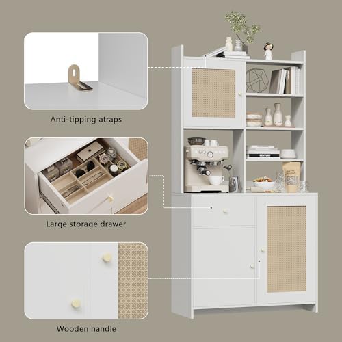 IDEALHOUSE Kitchen Pantry Cabinet with Adjustable Shelf