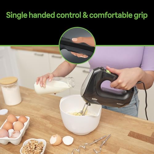 Braun Multimix 2 Hand Mixer Black - beaters, dough hooks, accessory bag