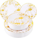FLOWERCAT 60PCS Thanksgiving Plates & Gold Pumpkin Plates - Including 30PCS 10.25inch Thanksgiving Dinner Plates and 30PCS 7.5inch Dessert Plates for Giving Thanks Theme Party