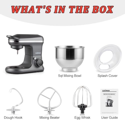 CUSIMAX Stand Mixer, Electric Food Mixer with Digital Switch Control, 650W