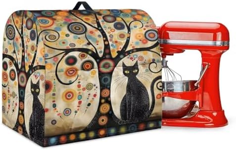 Stand Mixer Covers Black Cat Flower Print Dust Mixer Covers for Stand Mixer Kitchen Counter Mixer Parts & Accessories Decor for Kitchen Kid Mixer Cover
