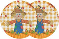 Fall Round Placemats Set of 2 Thanksgiving Scarecrows Crow Pumpkin Place Mats Woven Placemat Maple Leaf Orange Buffalo Plaid Circle Braided Table Mat for Kitchen Holiday Party Fall Decor 15 Inch