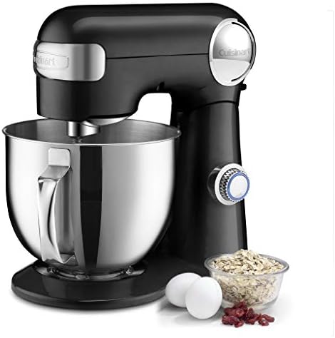 Cuisinart Stand Mixer, 12 Speed, 5.5 Quart Stainless Steel Bowl, Chef’s Whisk, Mixing Paddle, Dough Hook, Splash Guard w/ Pour Spout, Onyx, SM-50BK, Manual