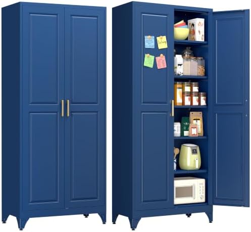 Polup 75" Pantry Cabinet, Tall Metal Storage Cabinet with Doors and Shelves