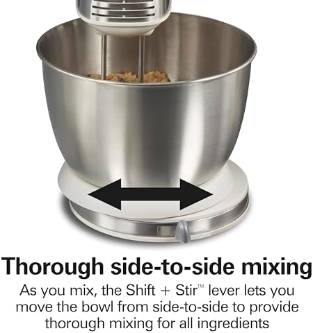 Hamilton Beach Classic Stand and Hand Mixer, 4 Quarts, 6 Speeds with QuickBurst, Bowl Rest, 290 Watts Peak Power, White (64655)