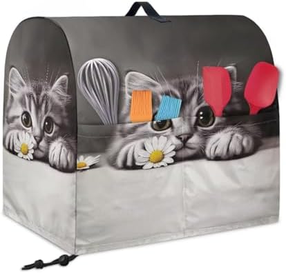 Generic Cute 3D Cat Universal Stand Mixer Dust Covers, Waterproof Polyester, Drawstring Closure, Compatible with Kitchen Aid, 4.5-5 Qt Mixer