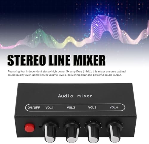 Stereo Line Mixer 4 Channel, 3.5mm Aluminum Alloy Compact