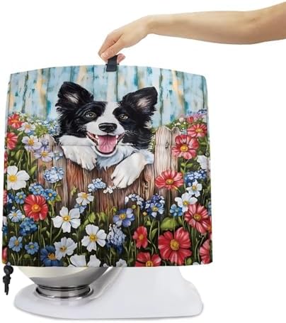 Generic Cute Border Collie Stand Mixer Cover, Kitchen Dust Cover for 4.5-5 Quart Stand Mixer, Lightweight, Waterproof, Polyester, Multicolor, Drawstring Closure