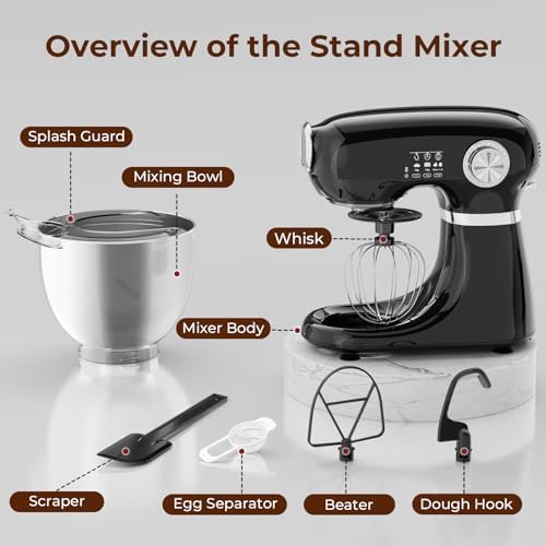 Electactic 5.3 Quart Electric Stand Mixer With 12 Speed, Low Noise