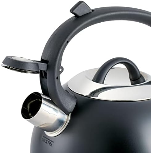 Mr. Coffee Flintshire 1.75-Quart Stainless Steel Whistling Tea Kettle with Nylon Handle – Matte Black Stove-Top Kettle for Boiling Water - Image 2