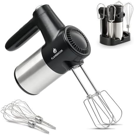 Cordless Hand Mixer | Rechargeable 7-Speed Electric, Black