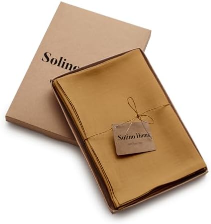 Solino Home 100% Linen Dinner Napkins Caramel, Fete 20 x 20 in, Set of 4