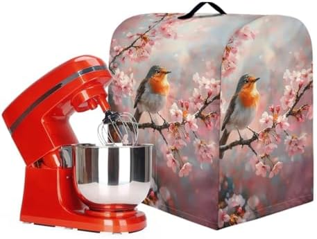 Robin Bird Mixer Covers Kitchen Decor FLower Kitchen Aid Mixer Cover Kitchen Appliance Dust Cover Protection Washable Dustproof Cover for 4.5-5 Quart Mixer Cover