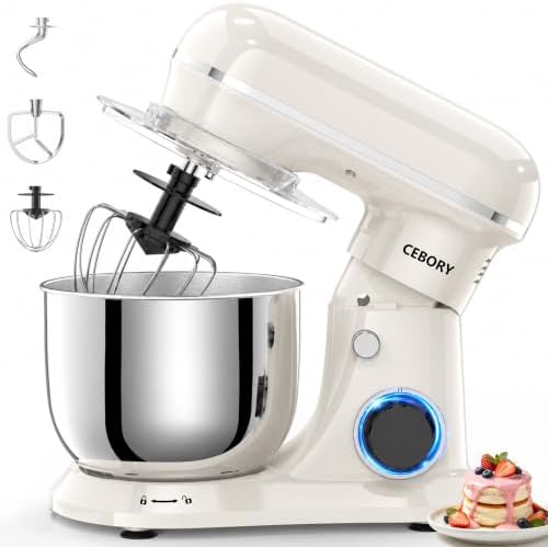CEBORY Stand Mixer, 4QT 10+P-Speed Electric Kitchen Mixer with Bowl
