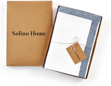 Solino Home 100% Pure Linen Napkins, 20 x 20 in, Indigo and White, Set of 4