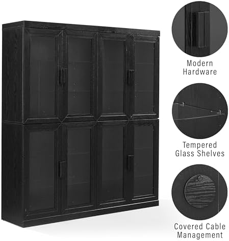 Crosley Furniture Essen 2-Piece Glass Door Pantry Storage Cabinet Set