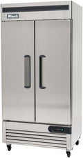 Migali C-2FB-35-HC Two Door Reach-In Freezer, 35 cu/ft Space Saving, Stainless Steel Interior and Exterior, Auto Defrost, Door Locks