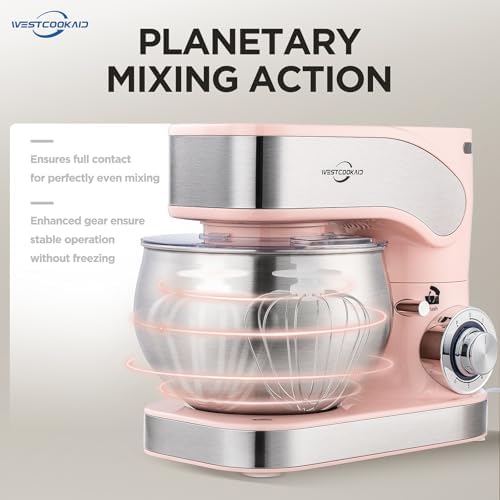 Electric Stand Mixer 5.3QT 6+P Tilt-Head Speed Pink